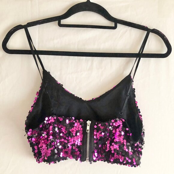 Pink Sequin Crop Top - Picture 3 of 7